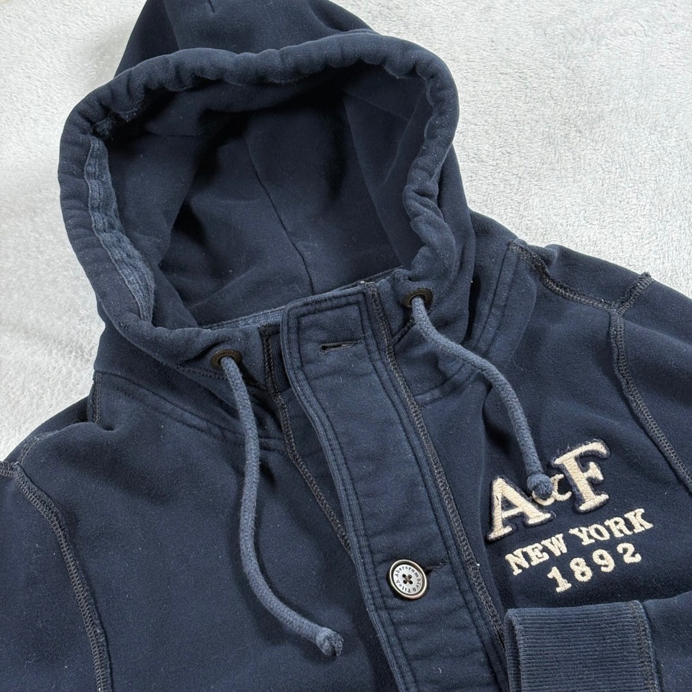 Vintage Y2K Abercrombie & Fitch Muscle Heavyweight Hoodie Navy Blue Button XXL